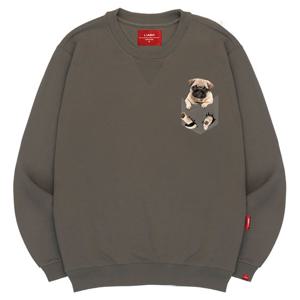 엘라모 3M 포켓퍼그 맨투맨 남녀공용 빅사이즈 S-4XL