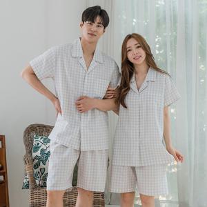 바풀 CA3S26015 커플잠옷 모달 코튼 홈웨어 여성 남성 파자마 상