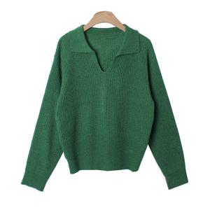 네프 여성 V넥 루즈 간절기 데일리 니트티 JLE-WKN-3039-그린