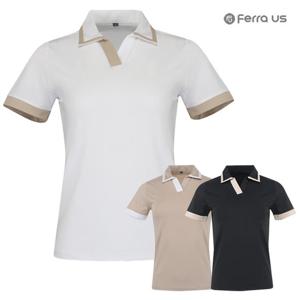 페라어스 여성 모던 브이배색 스판 골프 카라셔츠 ATM4JE5024