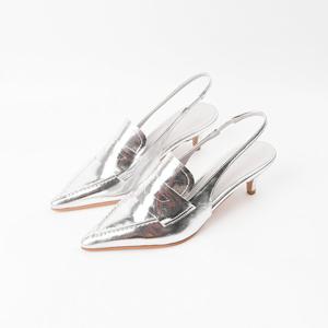 [신난다슈]여성 슬링백힐 5cm 슬링백 구두 펌프스힐 스틸레토 로퍼힐 미들힐 MA24502실버