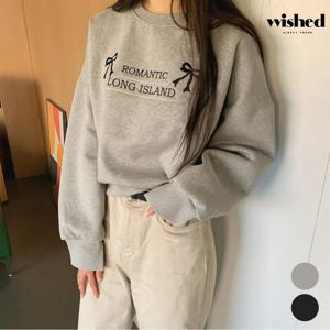 [위시드]리본 레터링 크롭 맨투맨 (WIBATS031)