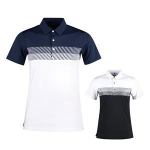 남성 여름 골프웨어 골프 스윙 배색 카라 반팔 티셔츠