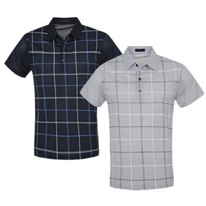 맥킨리 남성용 바둑판 무늬 카라 반팔티셔츠_E2-3M102