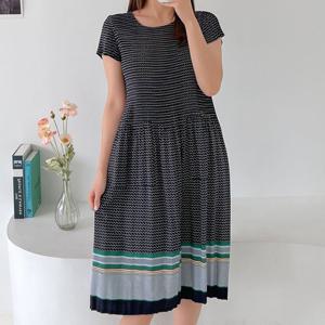 샵앤) 국산 여성 반팔 포켓 반팔 주름 원피스 BLE-WDR-2925-그린