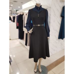 [미니멈]블라우스레이어드 플레어 원피스 MYCGWO8070_BK