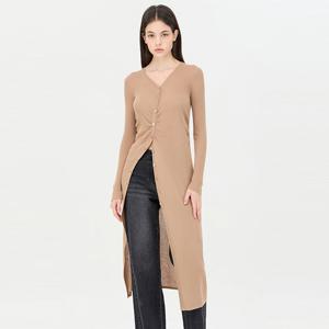 [시슬리] 사선 셔링 롱 니트 가디건_SAKC03441BE