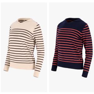 [엘르골프]23년 여성 브이넥 스트라이프 폴로 스웨터 [6J63601]