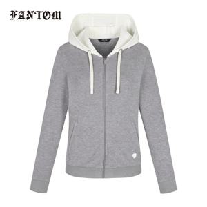 [팬텀] 여성 후드 우븐 컬러 배색 집업 긴팔티셔츠