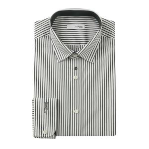 [에스티듀퐁(셔츠)]간절기 도톰한 카키컬러 스트라이프 슬림핏셔츠 SE4FM21LS320SKH