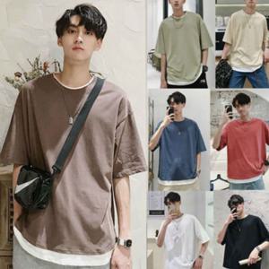 남성 패션 필수품 여름 데일리 레이어드 반팔 티셔츠