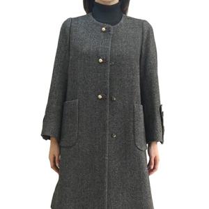 [비꼴리끄(여성)]울 해링본 카라 리스 하프 코트 B244WH3060