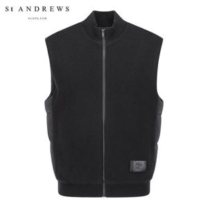 [세인트앤드류스] 남성 니트 블록 구스 다운 방풍 집업 베스트