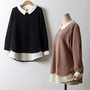 빅사이즈 411 엔젤카라니트블라우스 DOLJ642