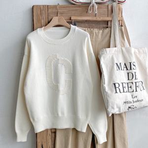 샵앤) 여성 라운드넥 시어 엠보 데일리 니트 티셔츠 DGB-WKN-4078-아이보리