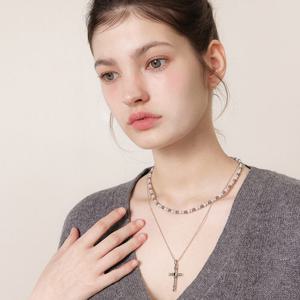 제이로렌 멀티 컬러 4mm 진주 목걸이 N01207