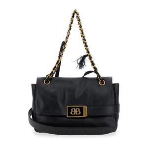 발렌시아가 블랙 가죽 모두 플랩 크로스바디 백 811781 2ABIW10