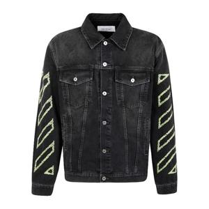 오프화이트 블랙 데님 그래픽 디자인 스케이트 재킷 OMYE09BS25