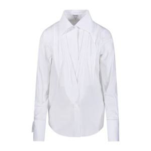 로에베 화이트 버튼업 플리츠 프론트 셔츠 S540Y05XBP 2100