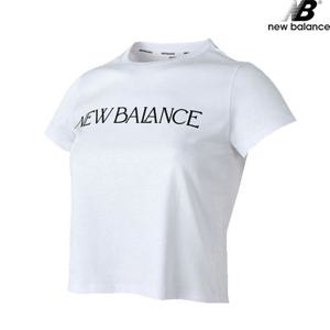 뉴발란스 NBNEC2W662-WH 로고 슬림핏 크롭탑 여성 반팔티 티셔츠