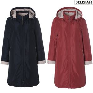 여성 후드 탈부착 배색 사파리 트랜치 코트 BY5131