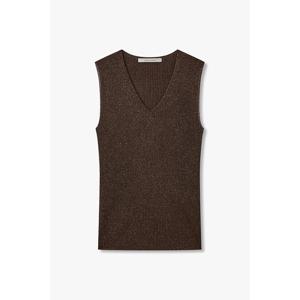 메탈 브이넥 슬리브리스 니트 탑 (7155250002)