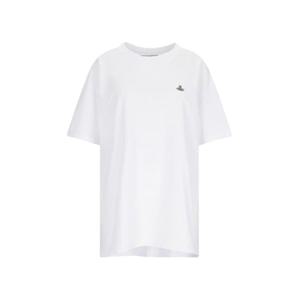 비비안웨스트우드 로고 반팔티셔츠 화이트 공용 3G010036 J001M A401