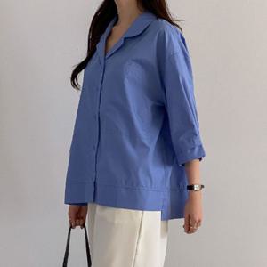 샵앤) 여성 카라넥 세련된 데일리 7부소매 아우터 블라우스 CAT-WBL-4237-네이비