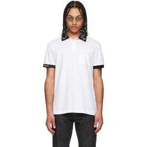 25 FW 베르사체진스꾸뛰르 남성 화이트 바로크 칼라 폴로 셔츠 251202M212001