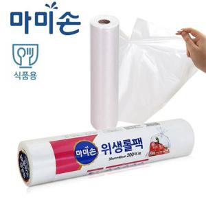 마미손 뜯어쓰는 비닐봉투 롤백 3호 200매 대30x40 마트봉투 위생봉투 위생백 비닐봉투 3호 200매 비닐봉투