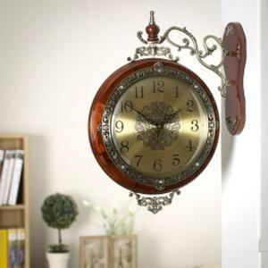 양면벽시계 로코코원목양면벽시계무소음인테리어시계