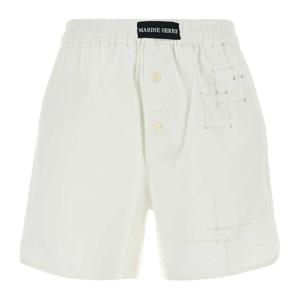 마린세르 라이트웨이트 루즈 화이트 코튼 쇼츠 USH002AUWOV0007