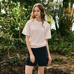 [챌린저] 여성 실키 터치 냉감 라운드넥 립 포인트 반팔 티셔츠 화이트