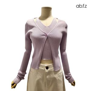 [에이비에프지]가디건 레이어드 스타일 골지 긴팔 니트 APZ1ZW31C