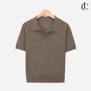 엘케이트 여성 노버튼 카라 반팔티 베이직 무지 여름 반팔 티셔츠 LCR031