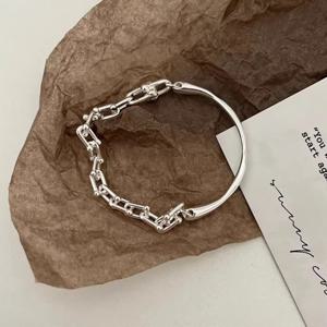 여성 실버 말굽 버클 체인 볼드 심플 팔찌