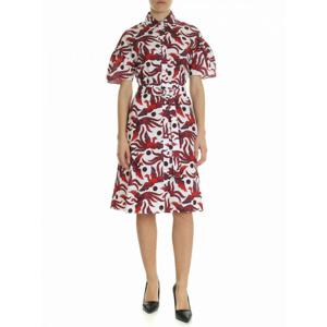 [KENZO] 라프리마 여성 니 Length 벨티드 화이트 앤 레드 shirting 원피스 2RO12255J21 Multicolour /8