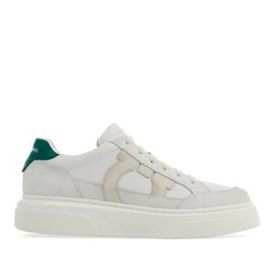 페라가모 간치니 패치 가죽 스니커즈 023588 0769881 BIANCO