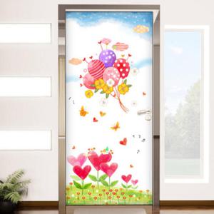 아트박스/꾸밈 cp185-봄바람풍선하늘_현관문방문시트지