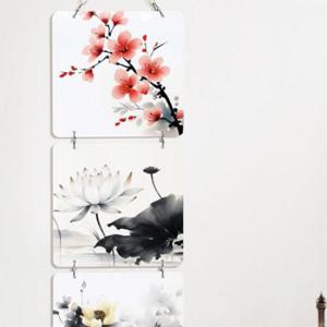 아트박스/꾸밈 nx701-멀티아크릴액자_수묵화꽃일러스트(4단소형)