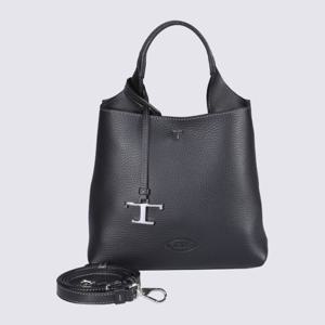 토즈 블랙 가죽 T-타임리스 토트 백 XBWAPAA9100 QNKB999