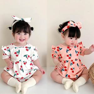 [엠케이] 체리프릴 여아 반팔 바디슈트 헤어밴드세트 304354