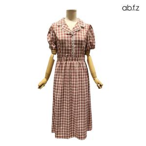[에이비에프지]카라넥 체크 패턴 슬림핏 롱 원피스 APZ3HO07H
