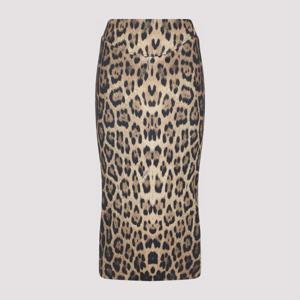 로베르토카발리 레오파드 프린트 피티드 니 랭스 스커트 VKT301