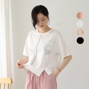 [웬디즈갤러리]지그재그 라운드넥 반팔티셔츠 /여름 여성 데일리 RTS143