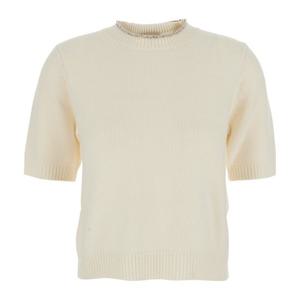 세미꾸띄르 크림 반팔 풀오버 스웨터 Y5WD30 A381