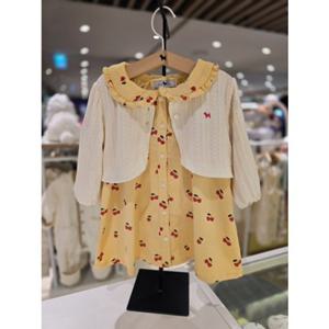 [블루독베이비] 25 FW(YE)하트체리 세트형 원피스 (45A1340002)백일 돌 조카 선물 가디건 유아 아가옷 (45A