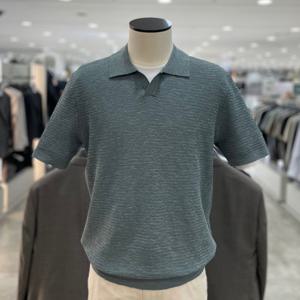 [지오지아]워셔블 슬럽 카라 니트 티셔츠_ABF2ET1105_DMT_DG