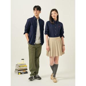 [25FW 신상] [빈폴멘] [Essential] 남녀공용 옥스퍼드 솔리드 셔츠 - 네이비 (BC5764E05R)