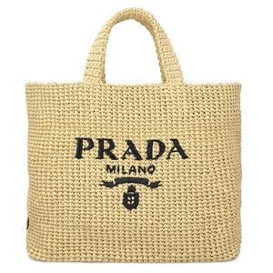 25 FW 프라다 로고 엠브로이더드 패브릭 더블 탑 핸들 토트백 1BG3922C2T